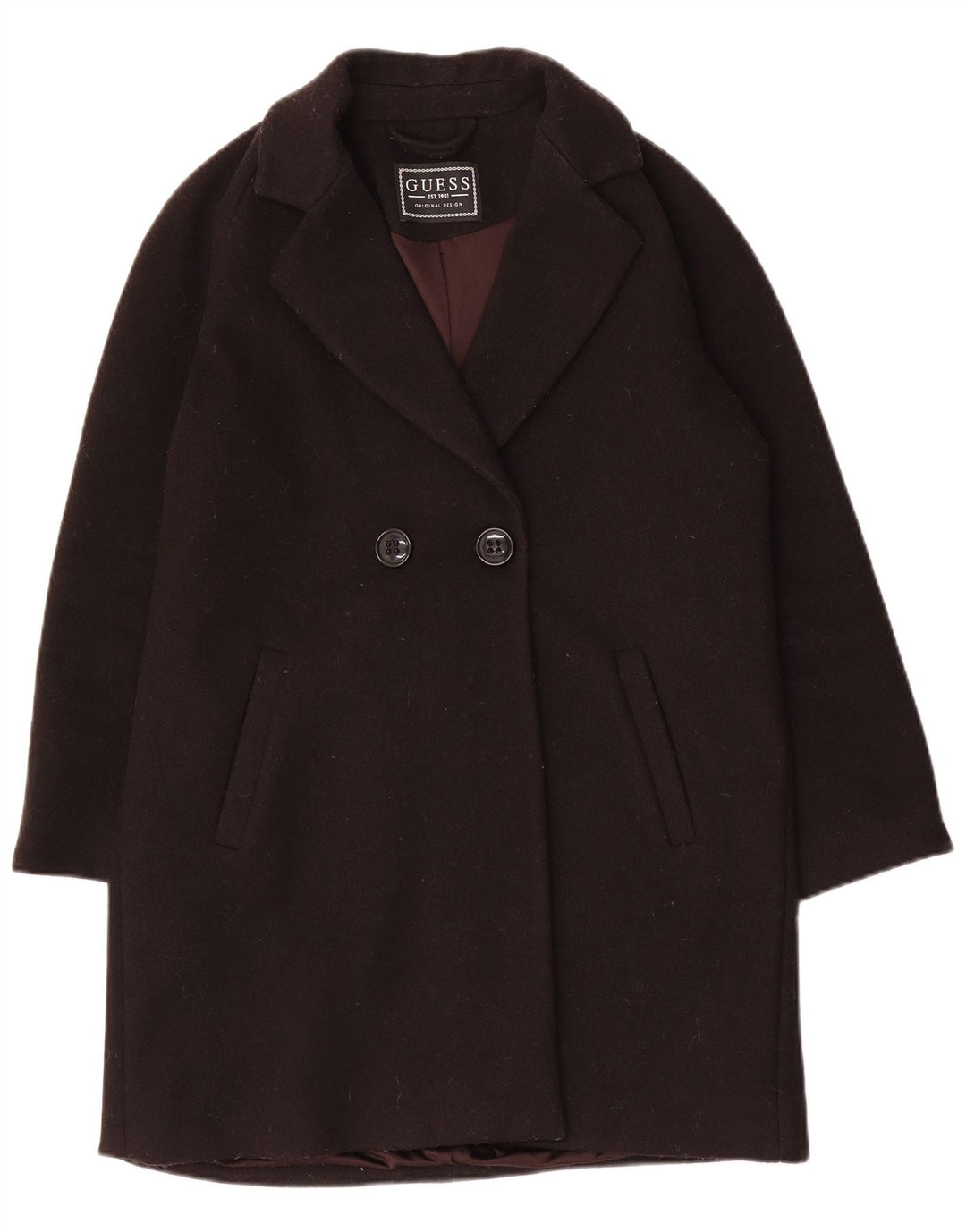Guess Manteau surdimensionné à double boutonnage pour femme UK 10 Petit Noir Polyester