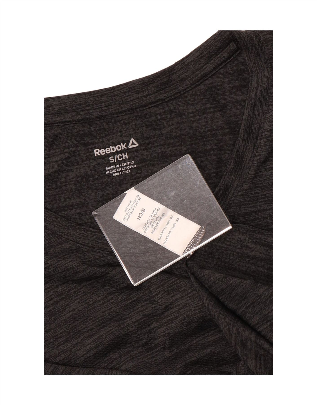 REEBOK Haut Femme Manches Longues UK 40 Petit Gris Moucheté Polyester