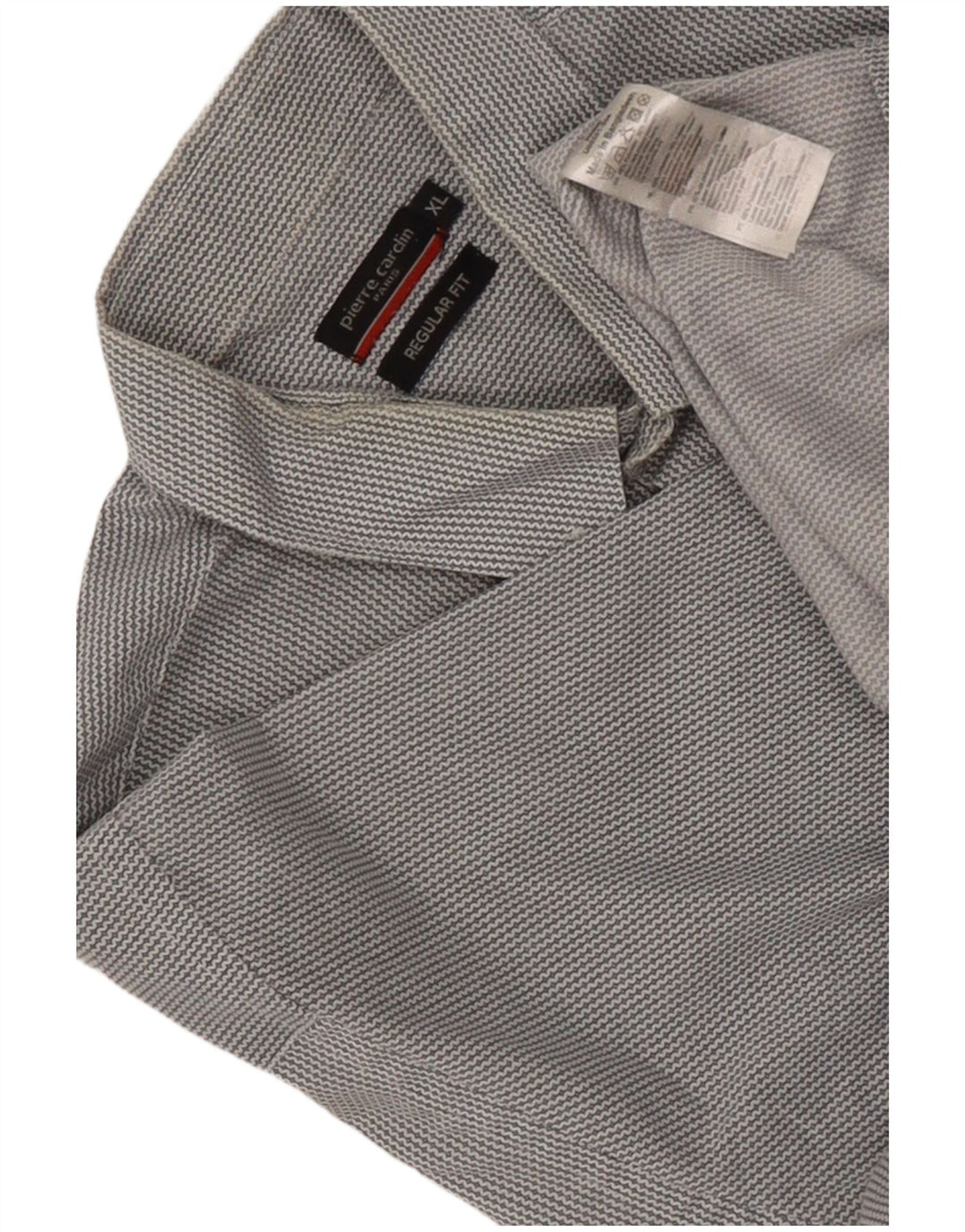 Pierre Cardin Chemise à manches courtes pour homme Coupe régulière XL Gris Chevron Polyester