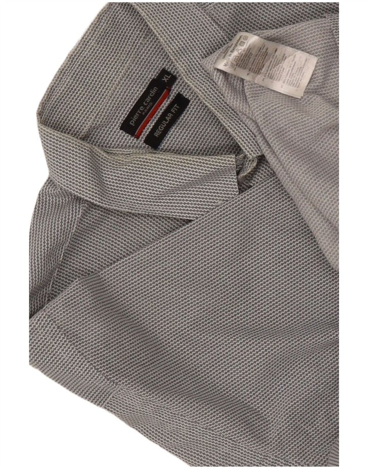 Pierre Cardin Chemise à manches courtes pour homme Coupe régulière XL Gris Chevron Polyester