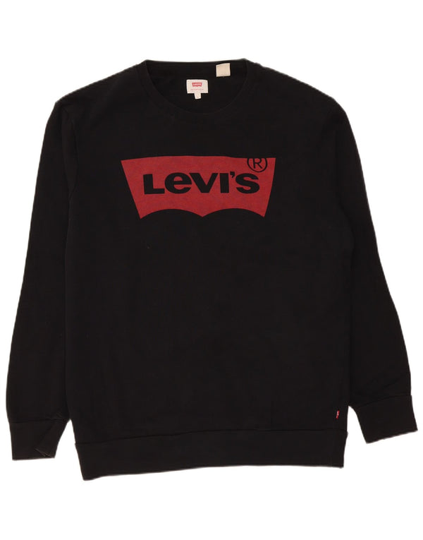 Levi's Graphic Sweatshirt Jumper Large Homme Noir Coton