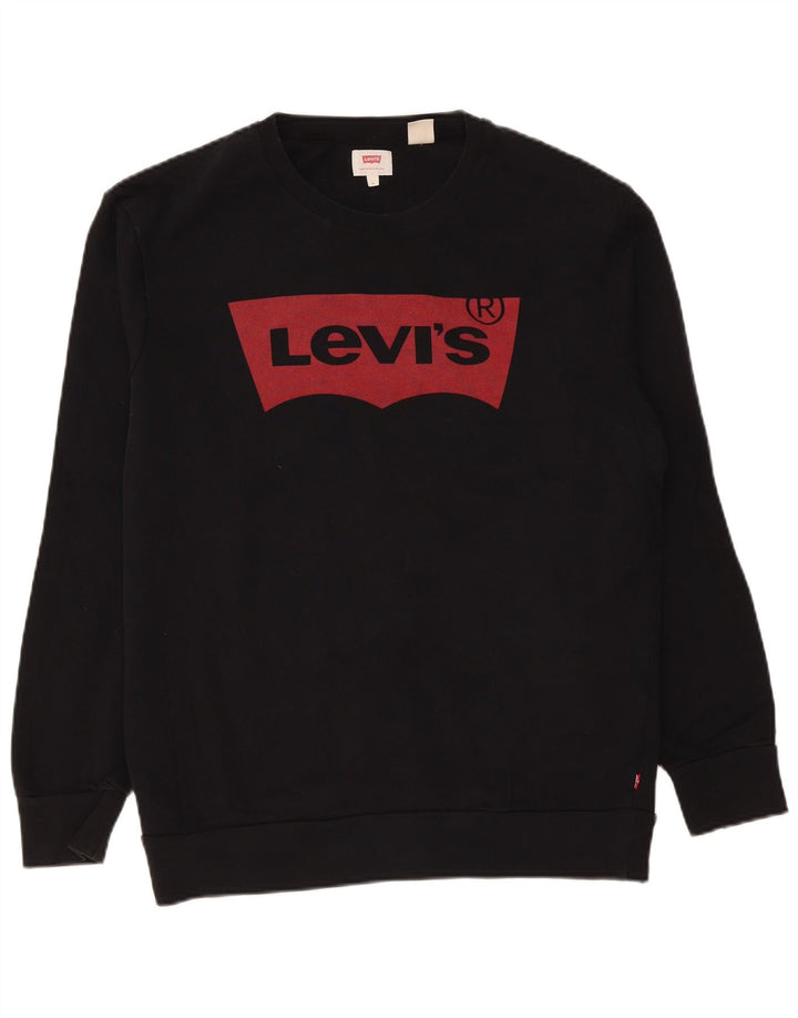 Levi's Graphic Sweatshirt Jumper Large Homme Noir Coton