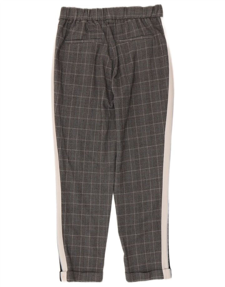 Zara Pantalon décontracté slim pour femme Petit W26 L24 Gris à carreaux Polyester