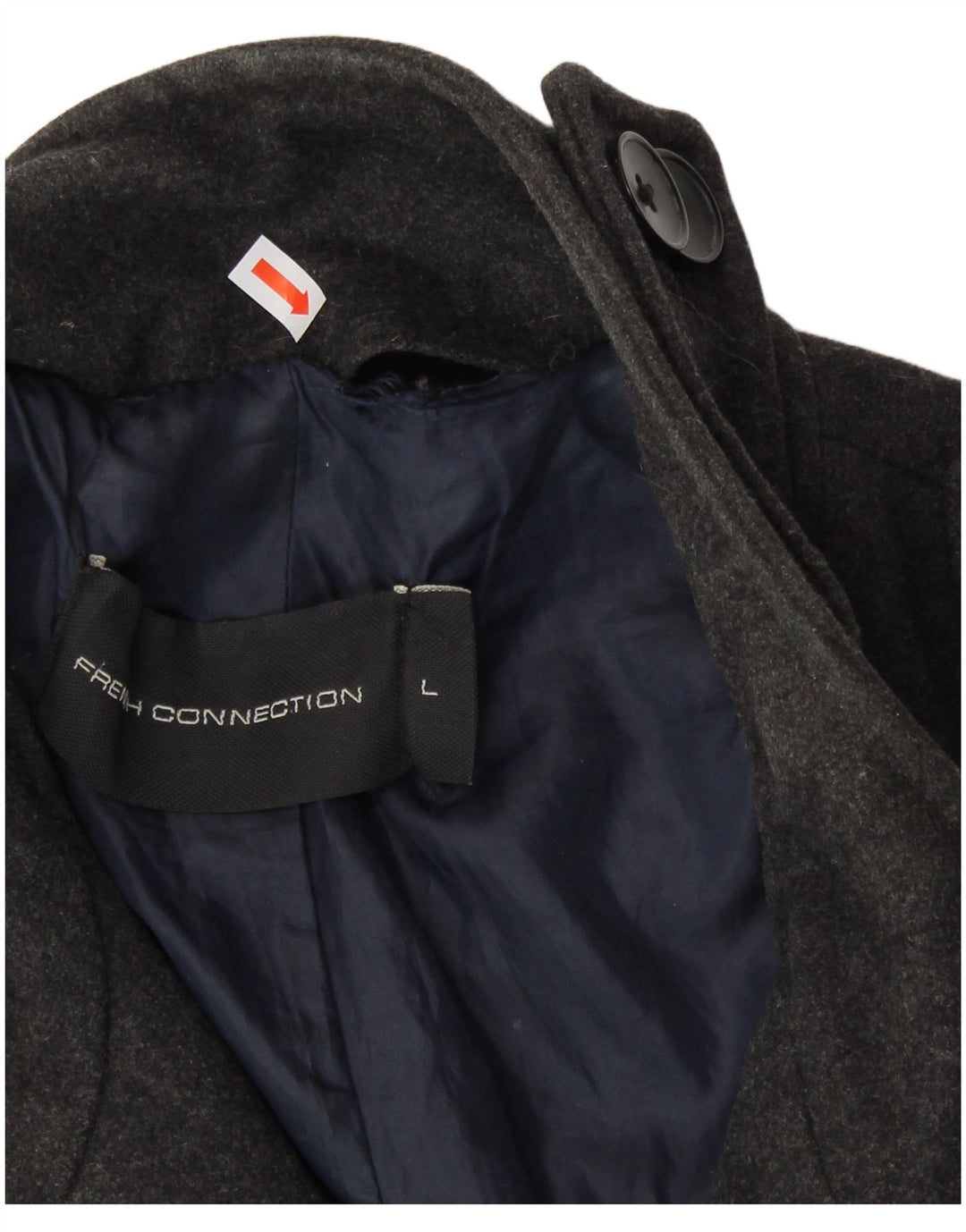 FRENCH CONNECTION Mens Military Overcoat UK 40 Large Grey Wool