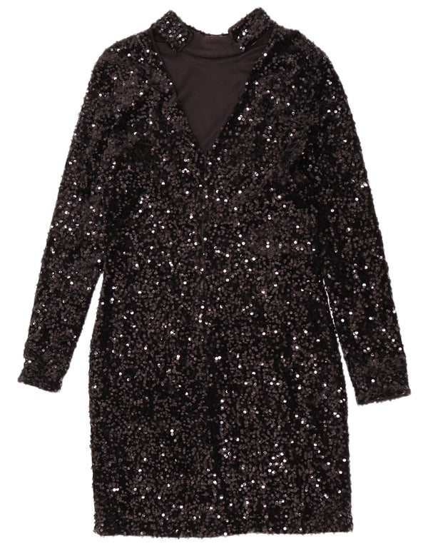 Warehouse Robe fourreau à paillettes pour femme UK 42 Medium Noir Polyester