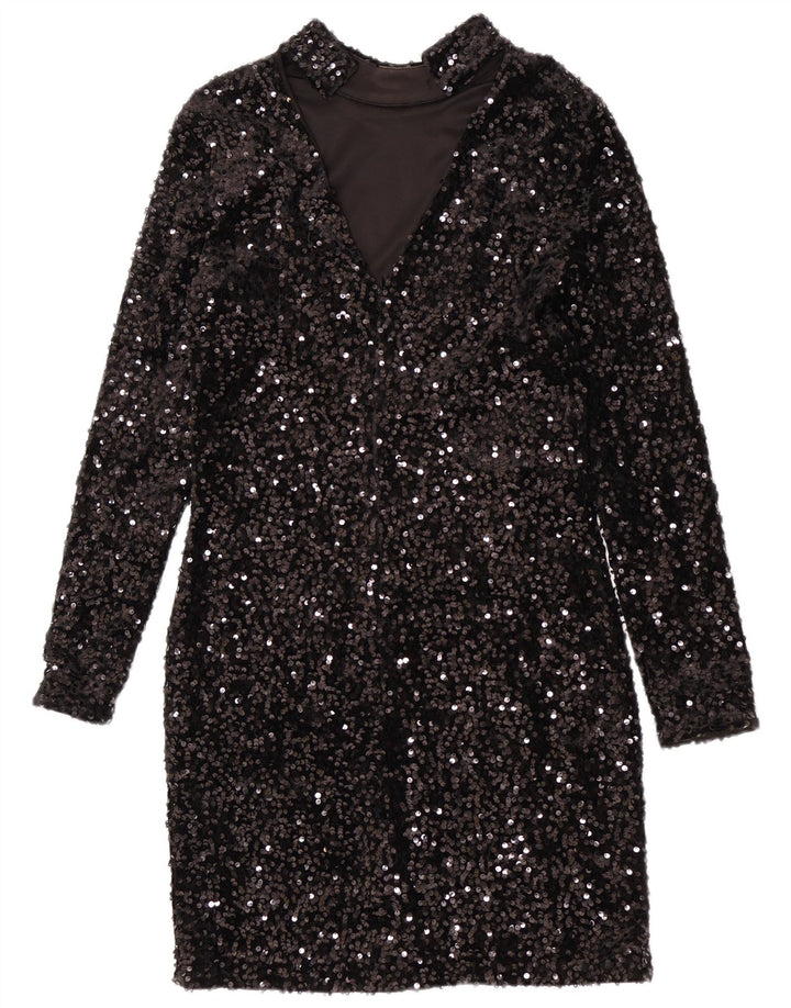 Warehouse Robe fourreau à paillettes pour femme UK 42 Medium Noir Polyester