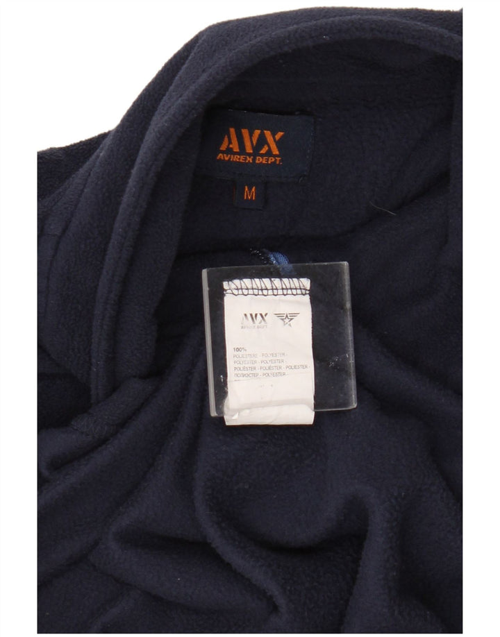 Avirex Pull polaire à col zippé pour homme en polyester bleu marine moyen