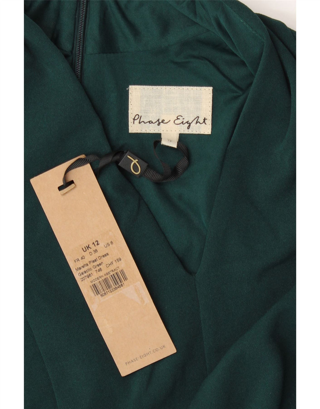 Phase Eight Robe trapèze à manches 3/4 pour femme UK 12 Vert moyen Polyester