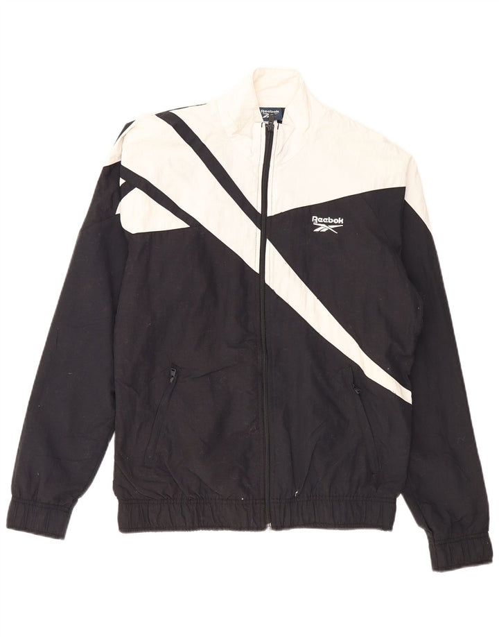 REEBOK Veste de survêtement pour homme Small Noir Colorblock Polyester