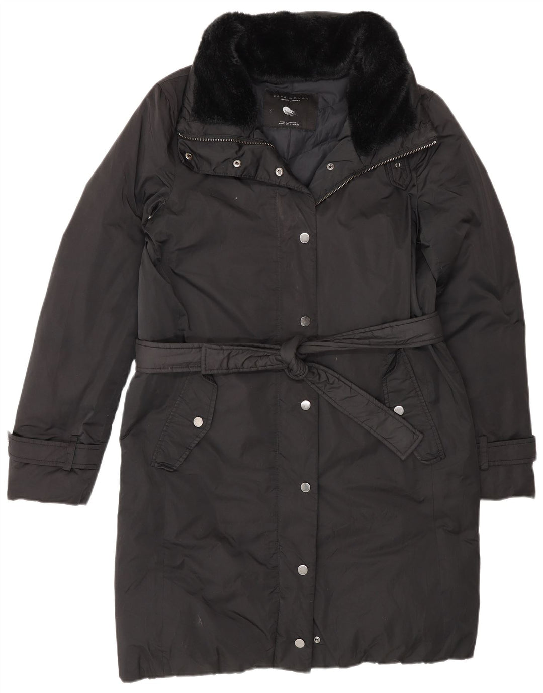 Zara Manteau rembourré pour femme UK 44 Polyester color block noir moyen