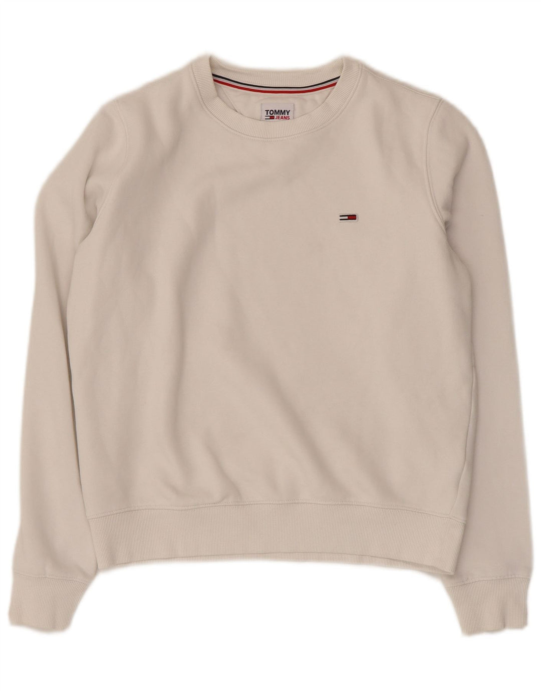 TOMMY HILFIGER Pull-over surdimensionné pour femme UK 6 XS Coton blanc