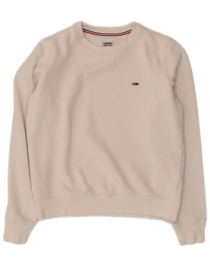 TOMMY HILFIGER Pull-over surdimensionné pour femme UK 6 XS Coton blanc