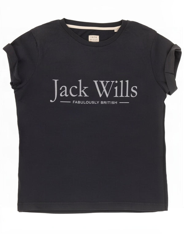 Jack Wills T-shirt graphique pour femme UK 6 XS Bleu marine Coton