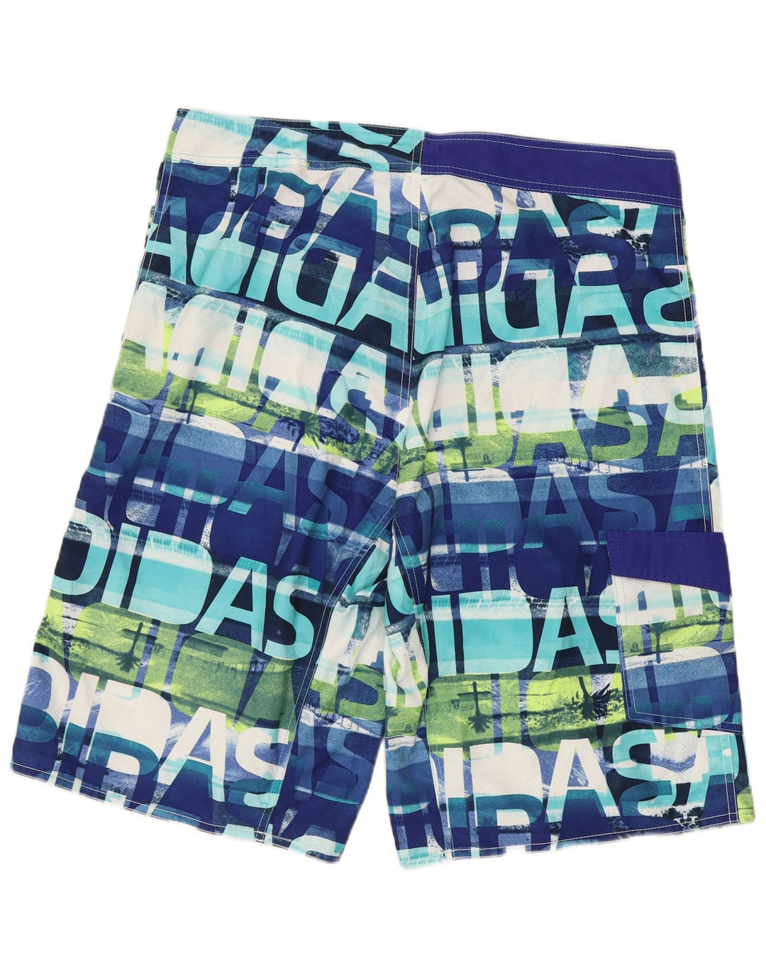 Adidas Short de bain graphique à motif abstrait pour hommes, grand bleu, polyester
