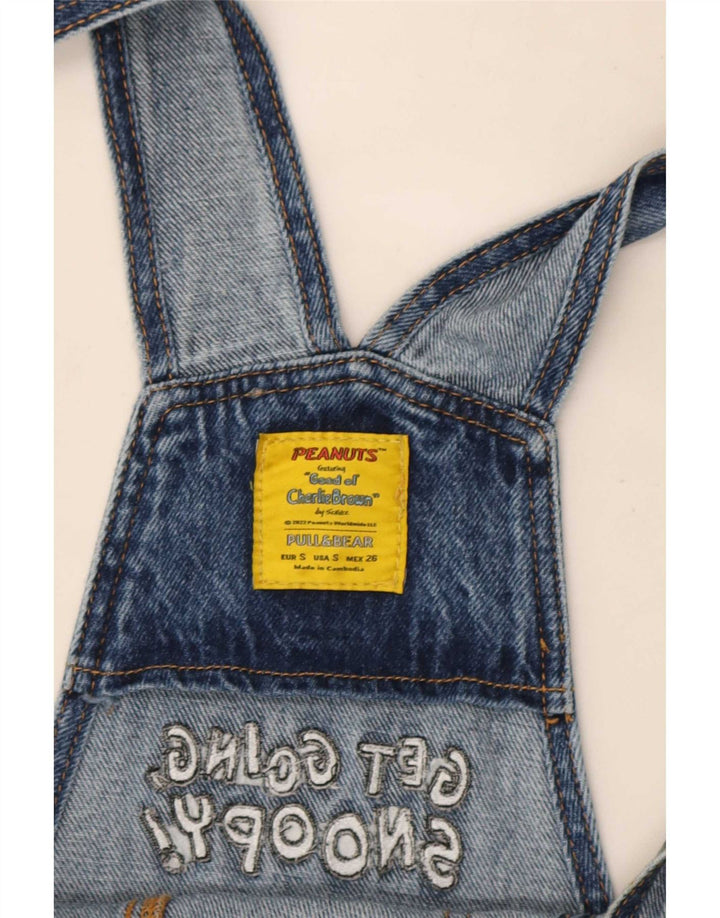 Pull & Bear Salopette Femme Graphique Droite Jean Petit W26 L30 Bleu