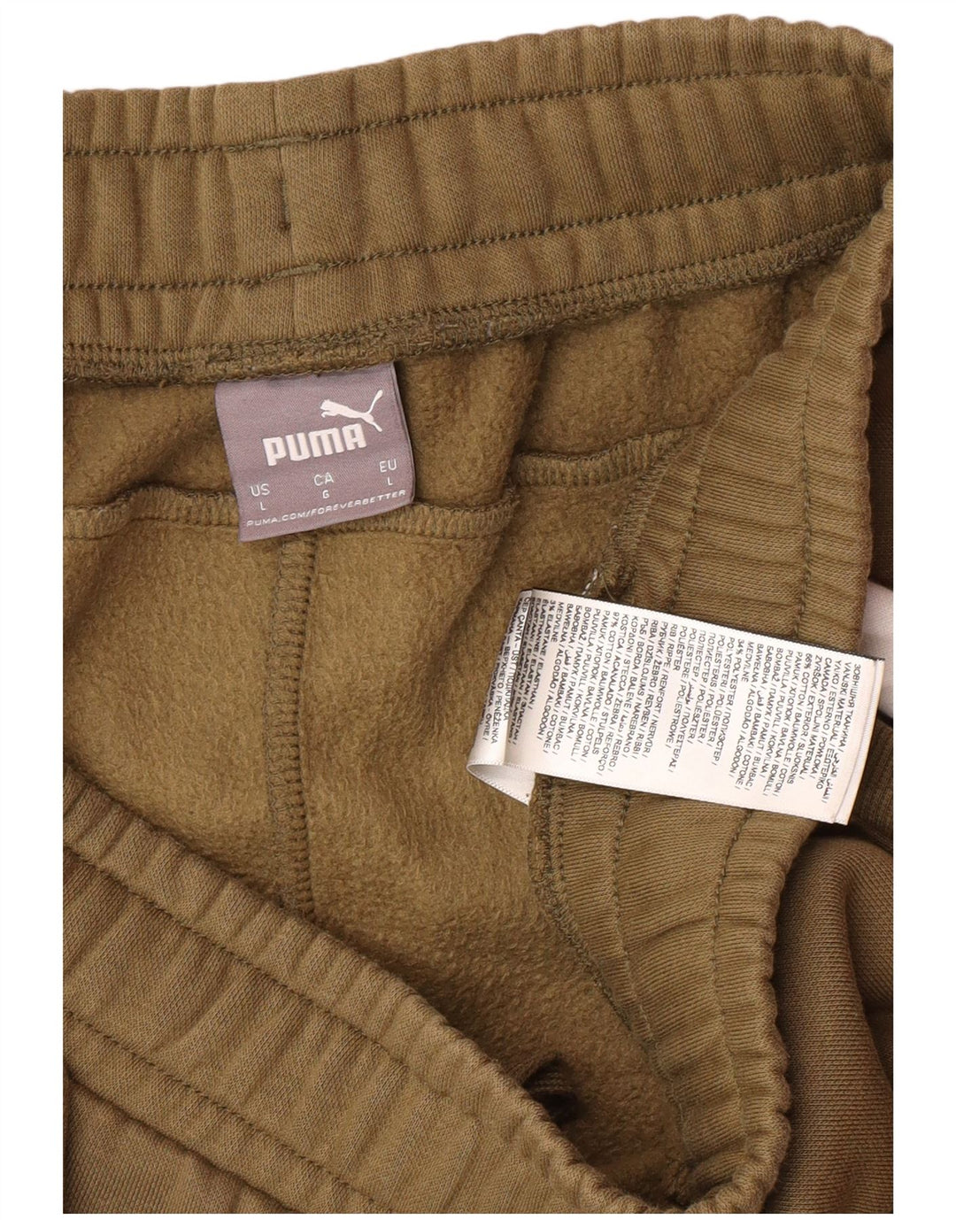 PUMA Pantalon de survêtement pour homme en coton kaki color block Taille L