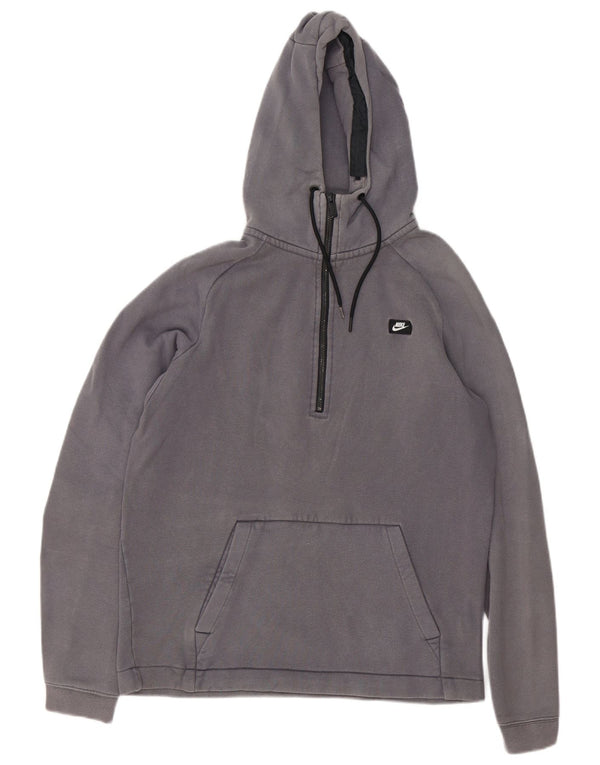 Nike Pull à capuche zippé avec col zippé en coton gris moyen