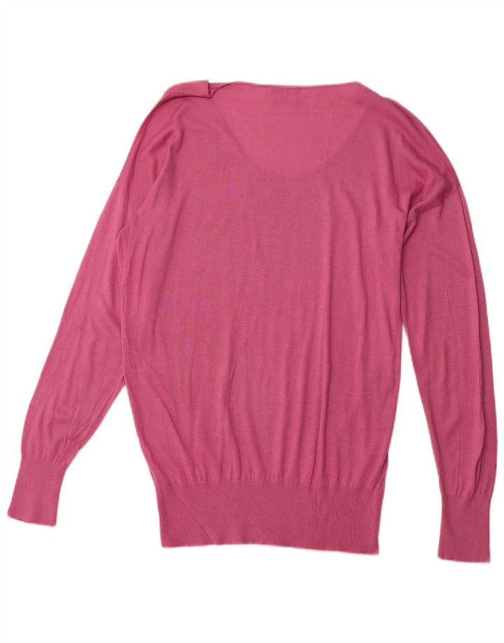 MASSIMO DUTTI Pull col bateau pour femme UK 14 Soie rose moyen