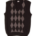 vintage Mens Vest Débardeur Petit Argyle Noir/Diamant