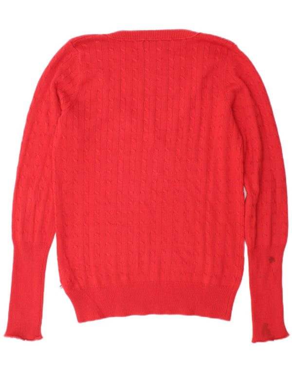 Polo Ralph Lauren Pull col en V pour femme UK 14 Grand coton bordeaux