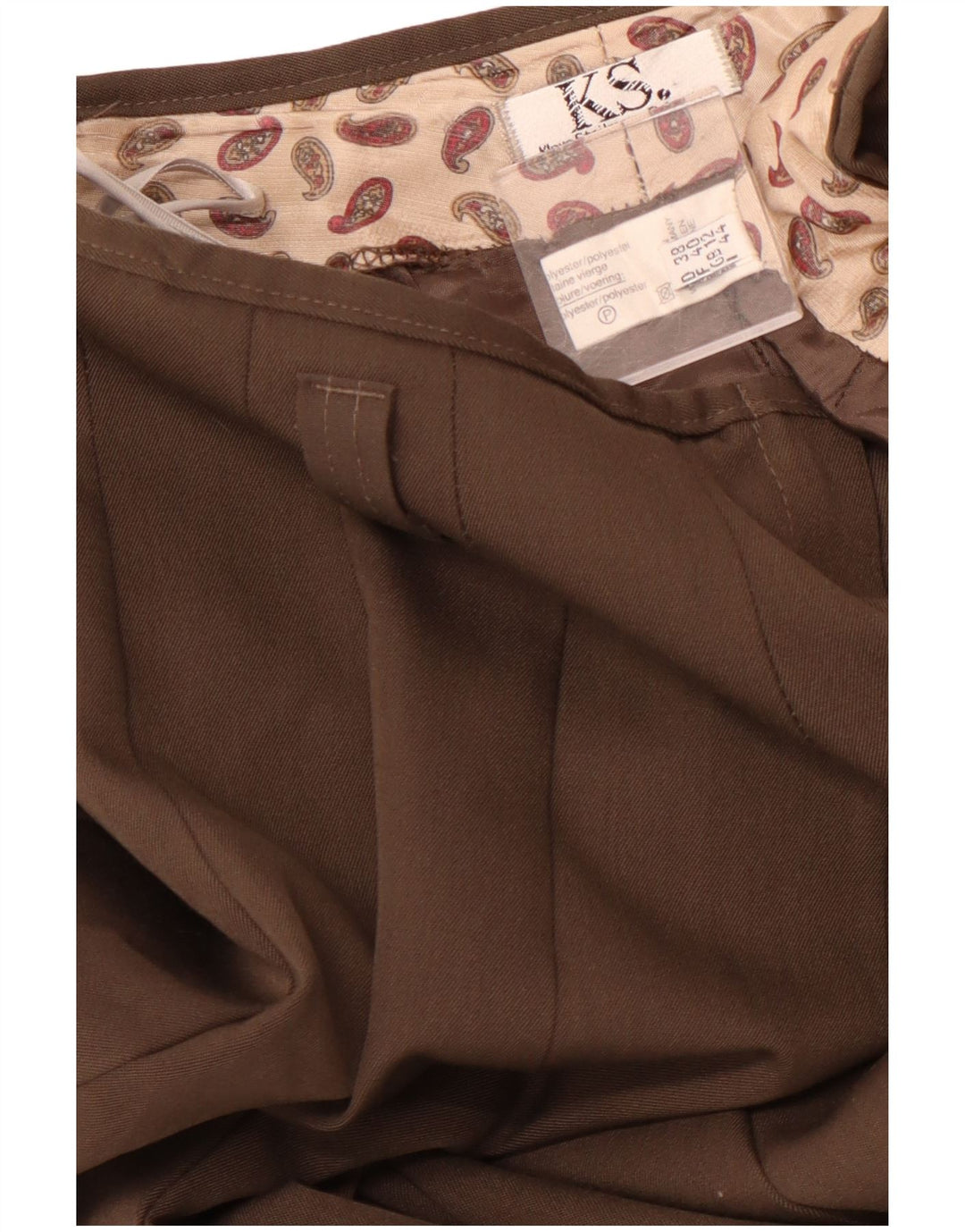 VINTAGE Femme Taille Haute Jupe A-Line Plissée UK 12 Moyen W28 Marron