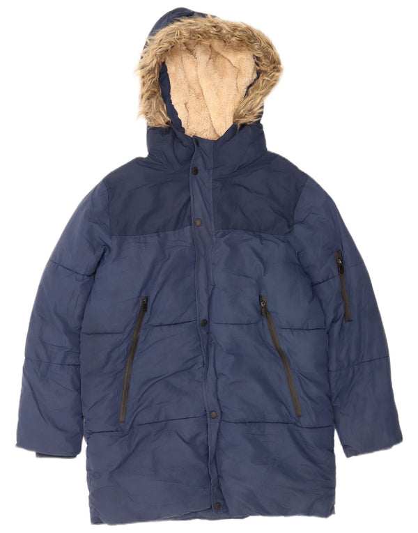 Zara Manteau rembourré Sherpa à capuche pour garçon 13-14 ans Bleu