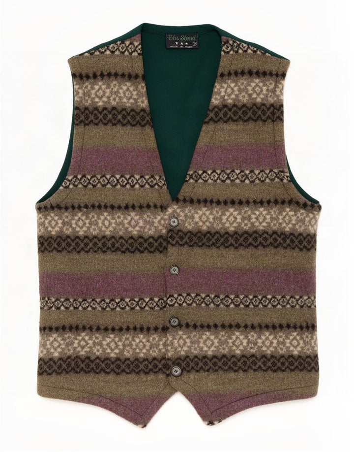 gilet homme vintage Moyen Vert Fair Isle