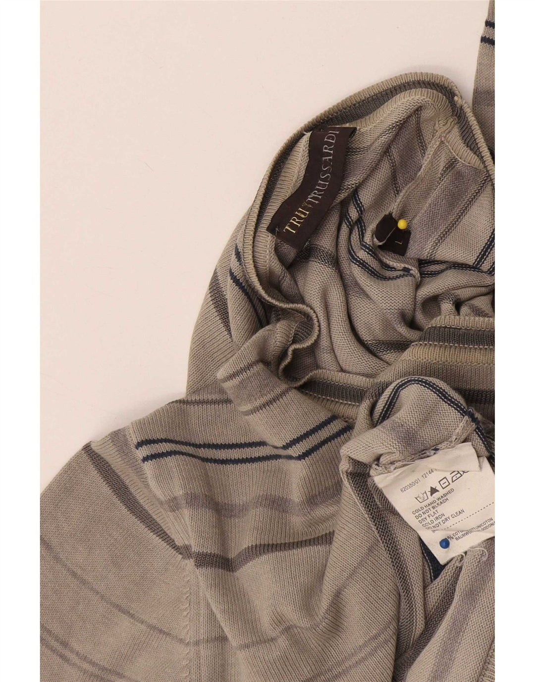 Trussardi Pull Col Ras Du Cou Grand Coton Rayé Gris |