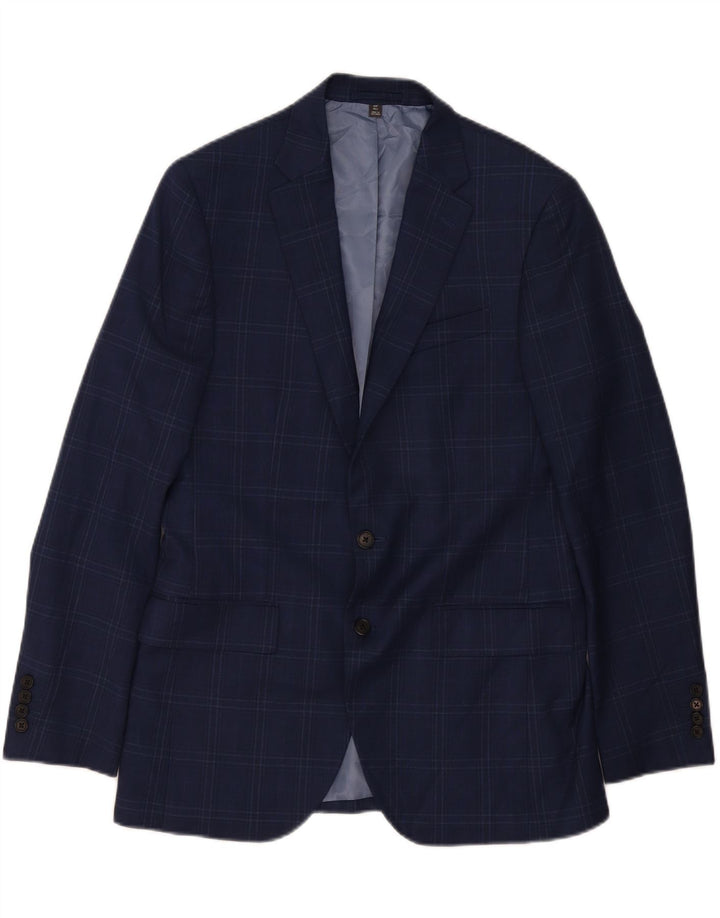 MARKS & SPENCER Veste blazer à 2 boutons pour homme UK 40 Bleu marine moyen à carreaux