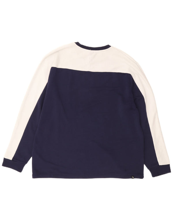 Puma Haut graphique à manches longues pour homme XL en coton color block bleu marine