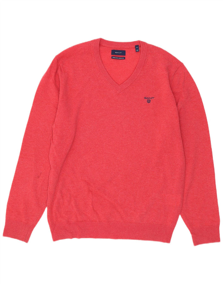 Gant Pull Col V Homme Rose Moyen Laine d'Agneau