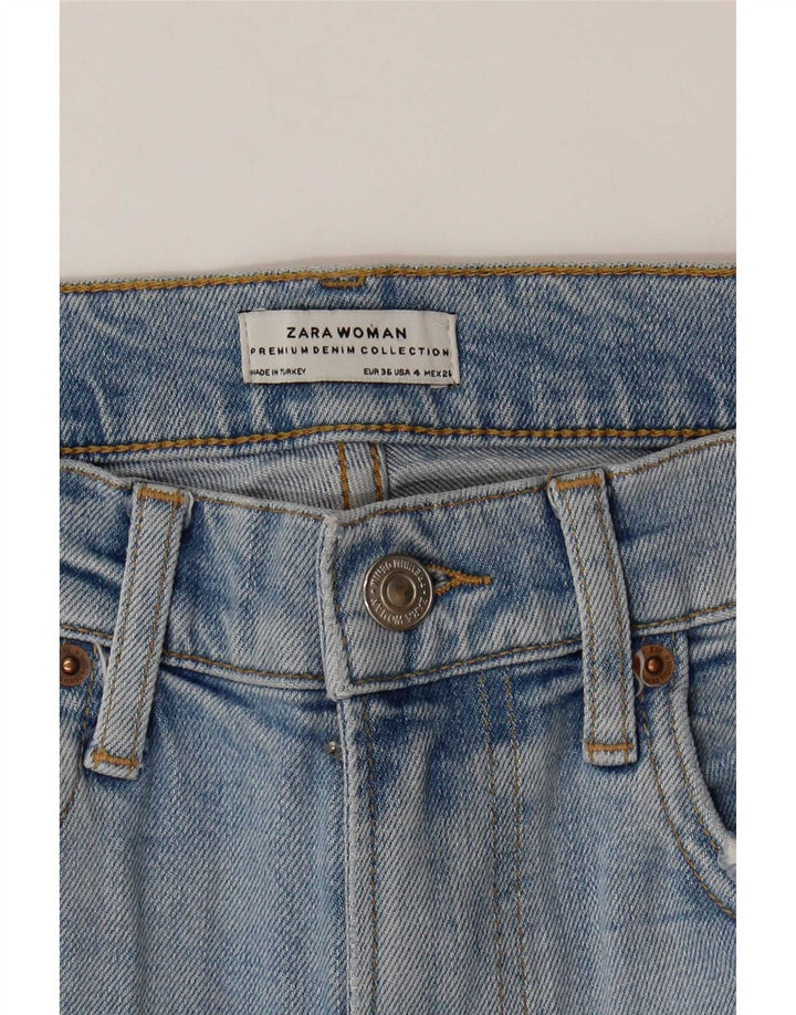 Zara Short en jean vieilli pour femme EU 36 XS W26 Bleu