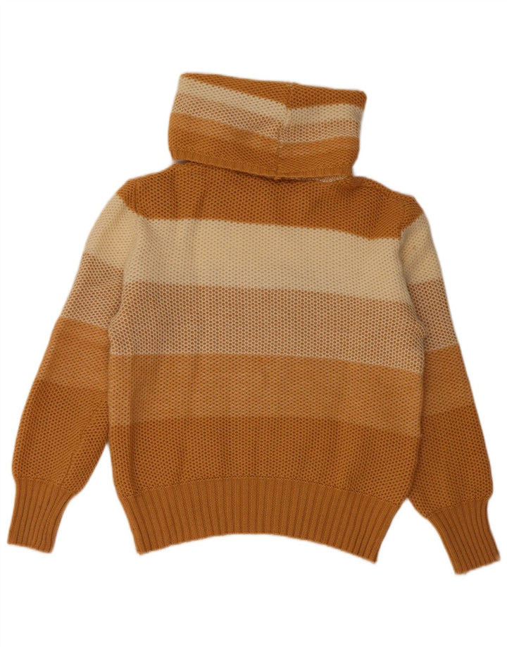 VINTAGE Pull col roulé femme IT 44 Rayé Beige Moyen