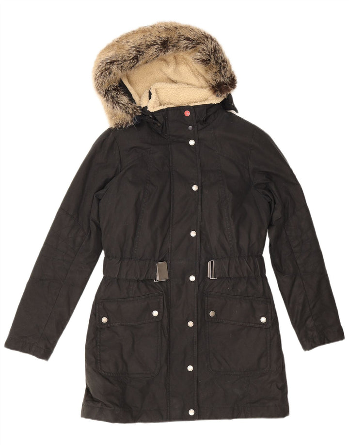 Barbour Manteau rembourré surdimensionné à capuche pour femme UK 10 Petit Noir