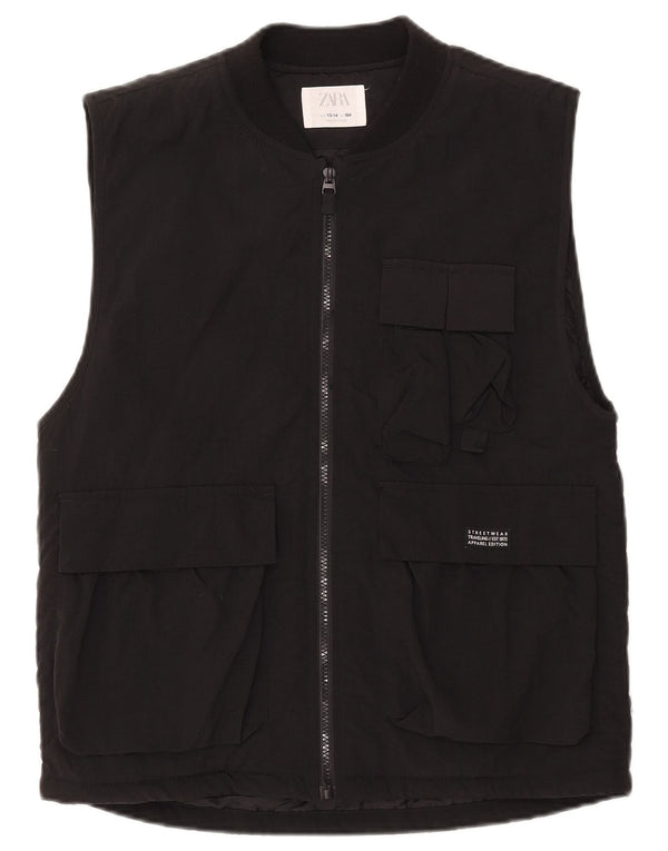 Zara Gilet Utilitaire Garçon 13-14 Ans Nylon Noir