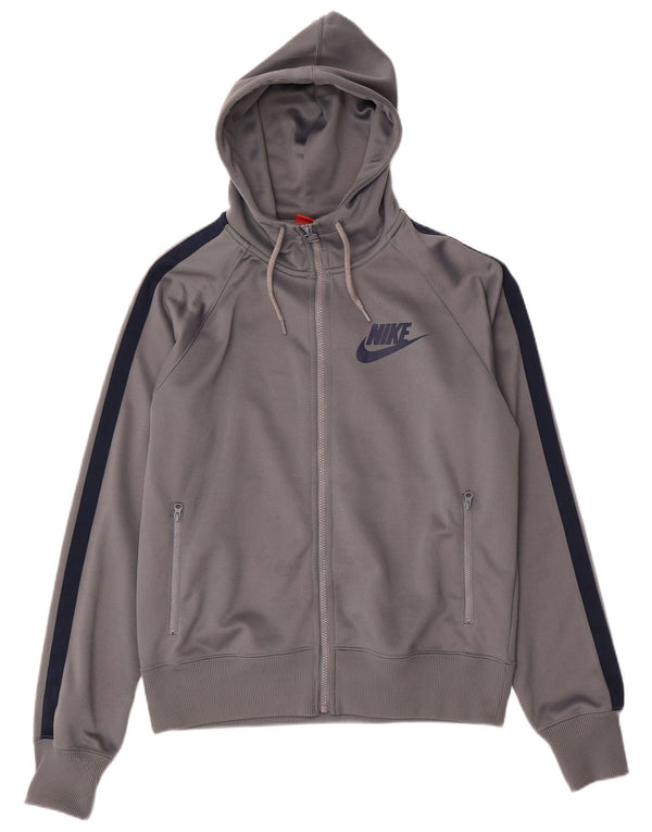 Nike Pull à capuche zippé pour homme en polyester color block gris moyen