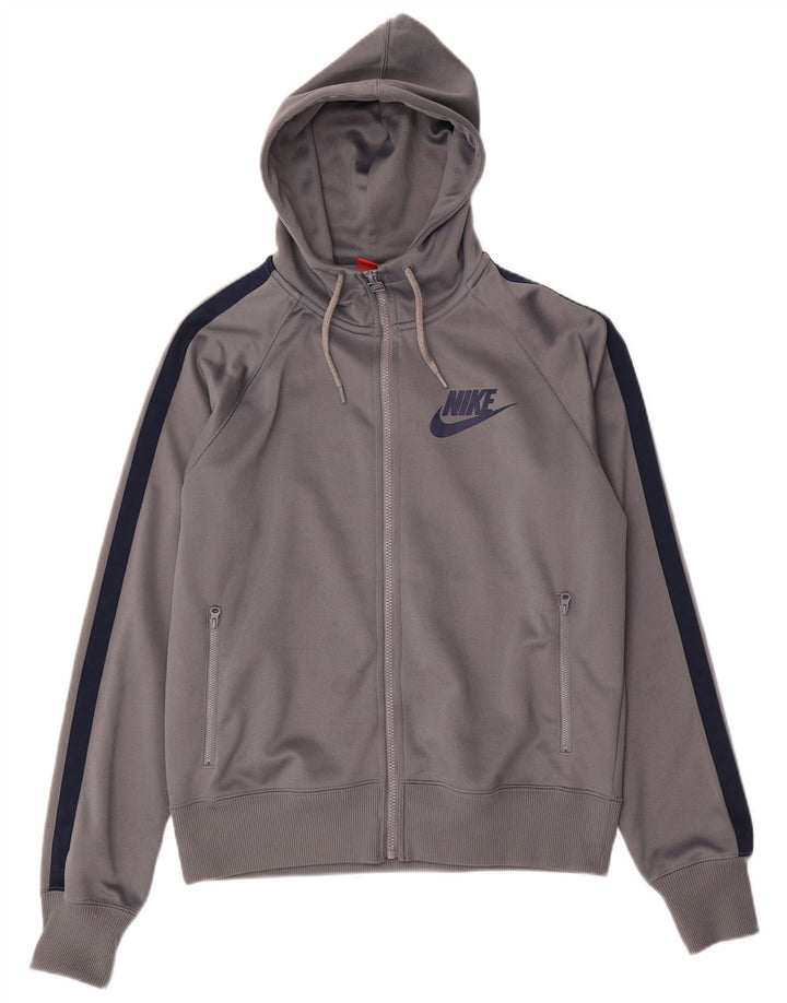 Nike Pull à capuche zippé pour homme en polyester color block gris moyen