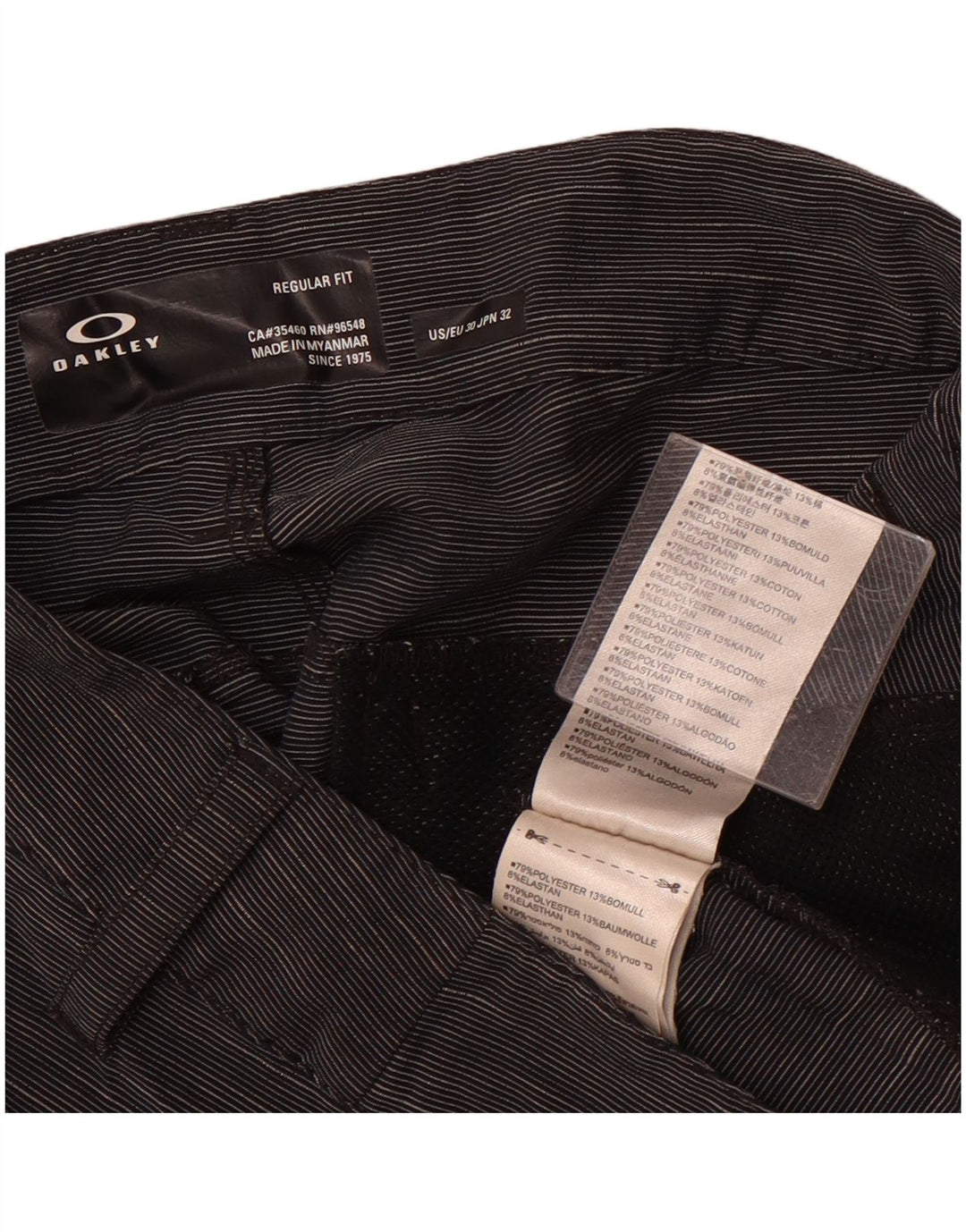 Oakley Short chino coupe classique W30 pour homme, gris moyen, rayures fines