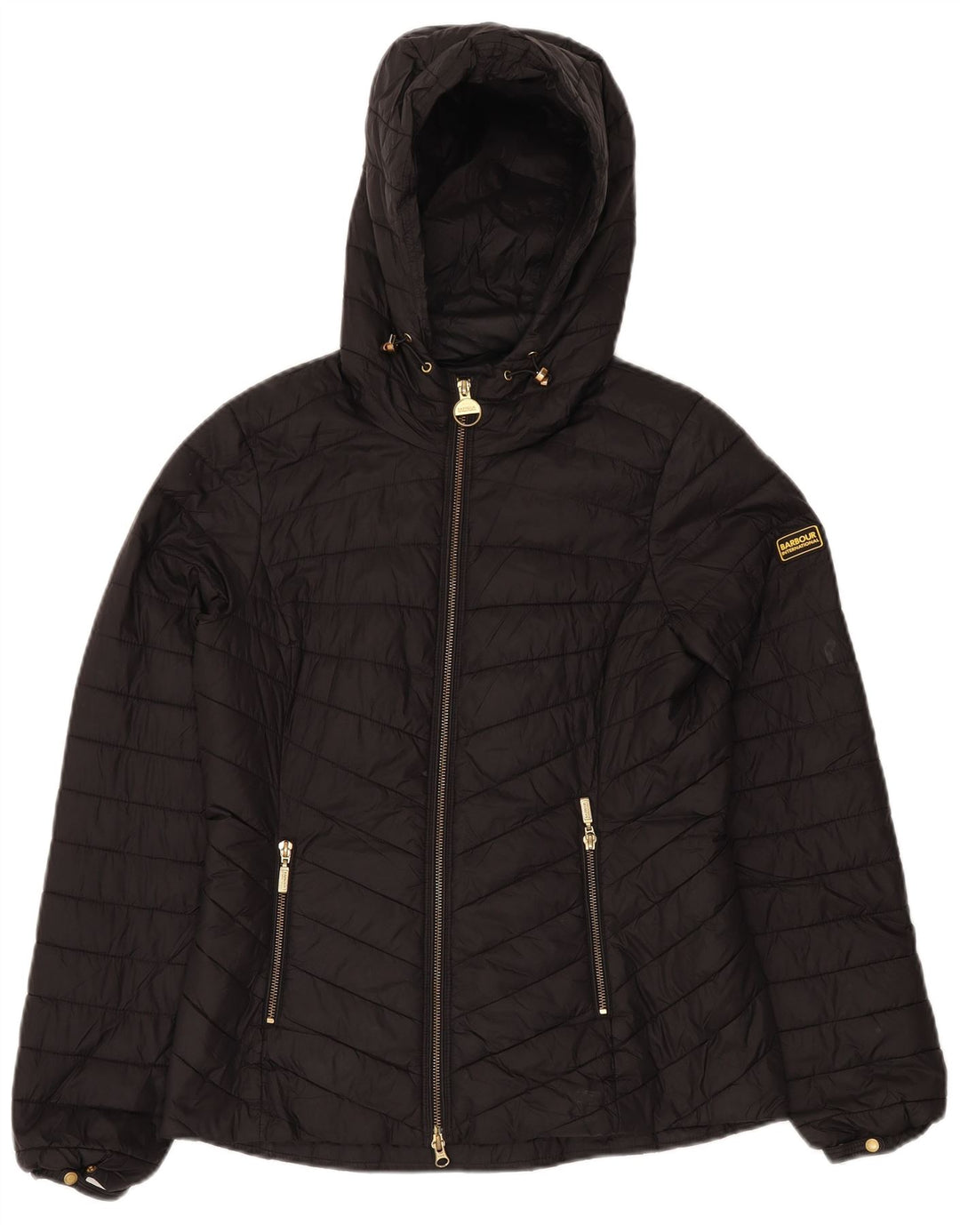 BARBOUR Veste matelassée à capuche pour femme UK 10 Small Noir Polyamide