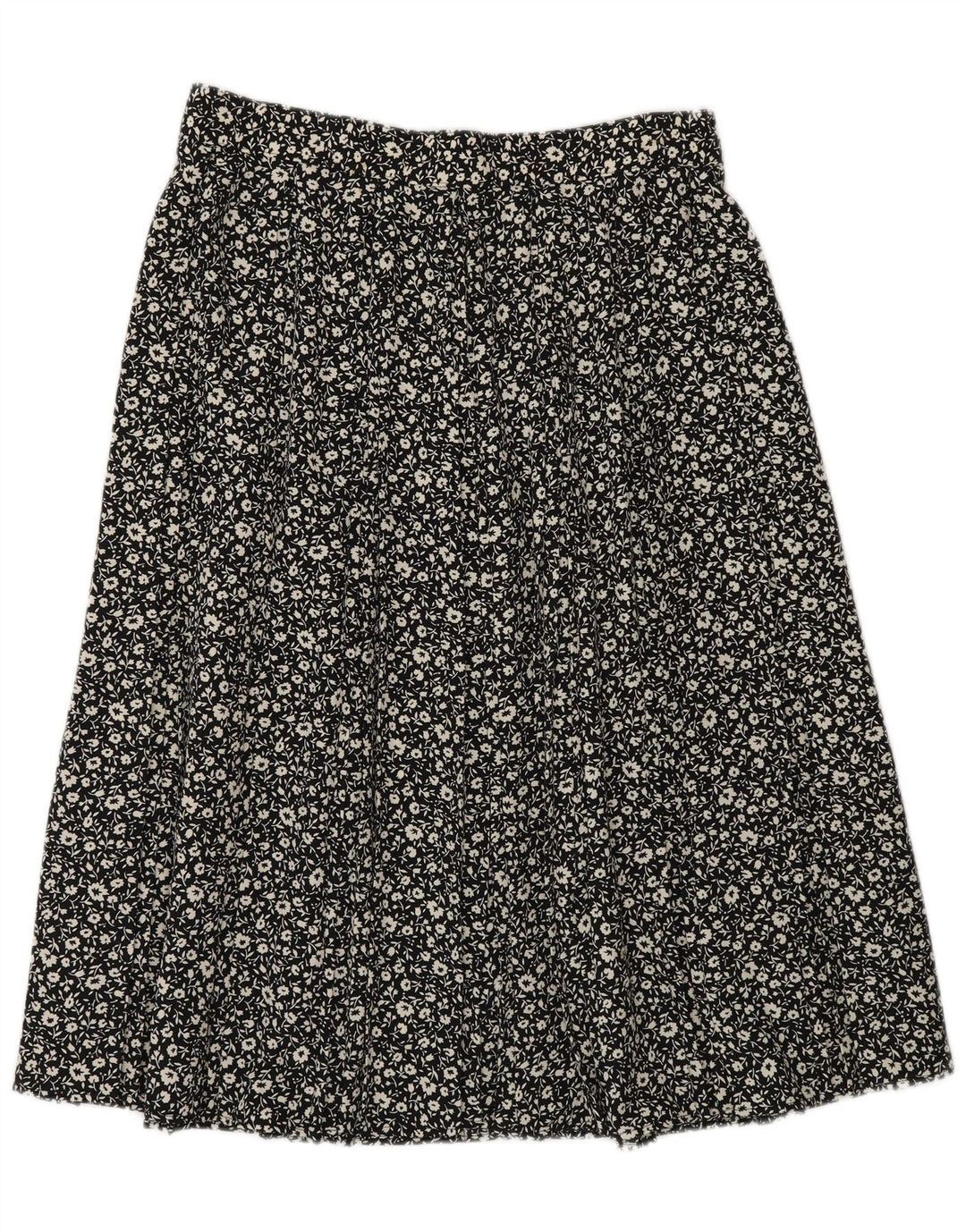 St Michael Jupe trapèze pour femme UK 16 Large W30 Noir Floral Polyester
