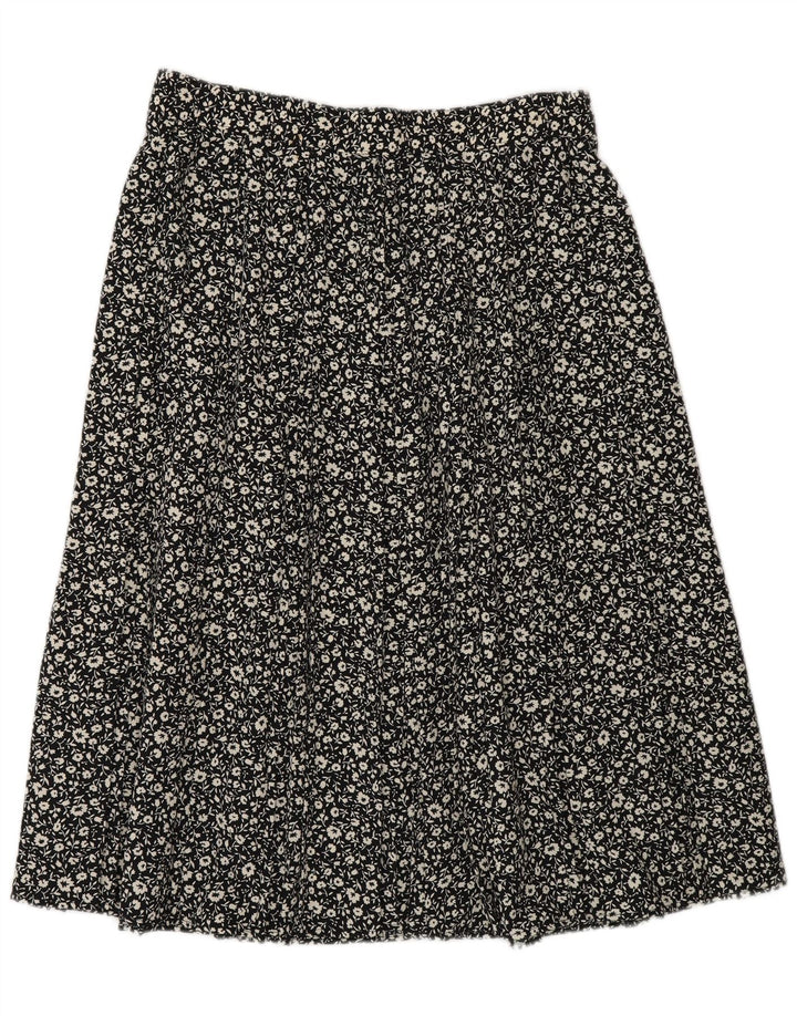 St Michael Jupe trapèze pour femme UK 16 Large W30 Noir Floral Polyester