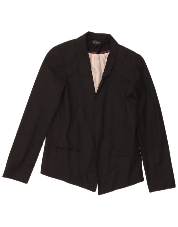 Topshop Veste Blazer Ouverte Femme UK 8 Petit Noir Polyester