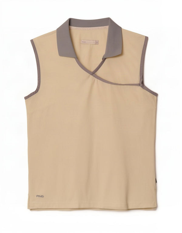 Ping Polo sans manches pour femme UK 14 Large Off White Colourblock Nylon