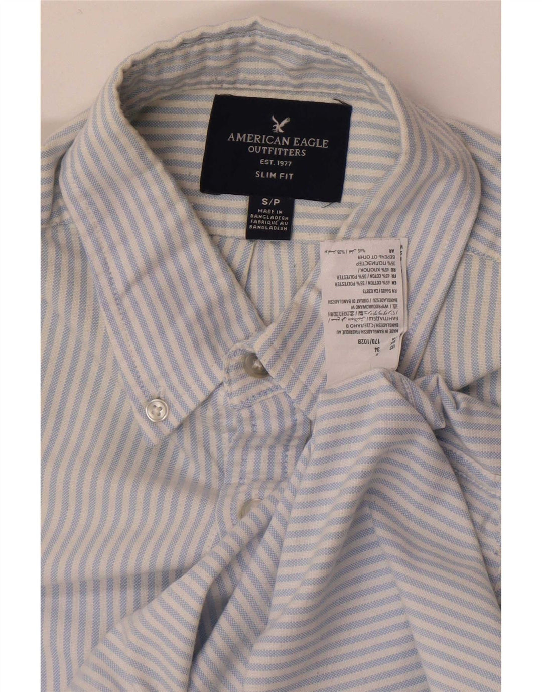 American Eagle Chemise cintrée pour homme en coton rayé bleu petit