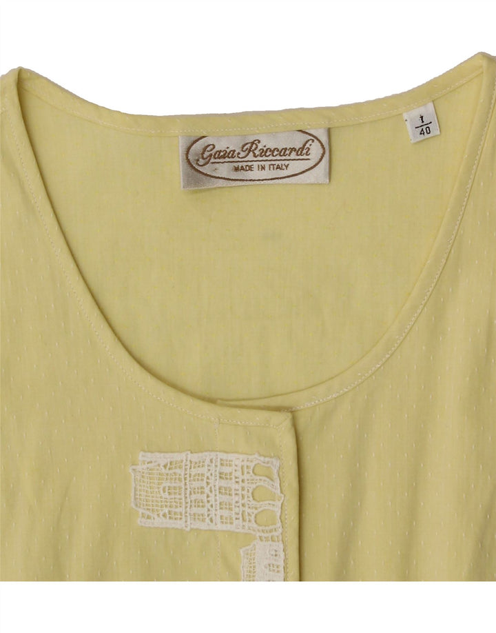 VINTAGE Womens Graphic Oversized Blouse Top IT 40 Small Yellow Vintage Vintage and Second-Hand Vintage from Messina Hembry 