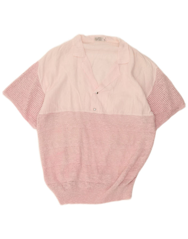 Chemise pull à manches courtes vintage pour hommes rose moyen