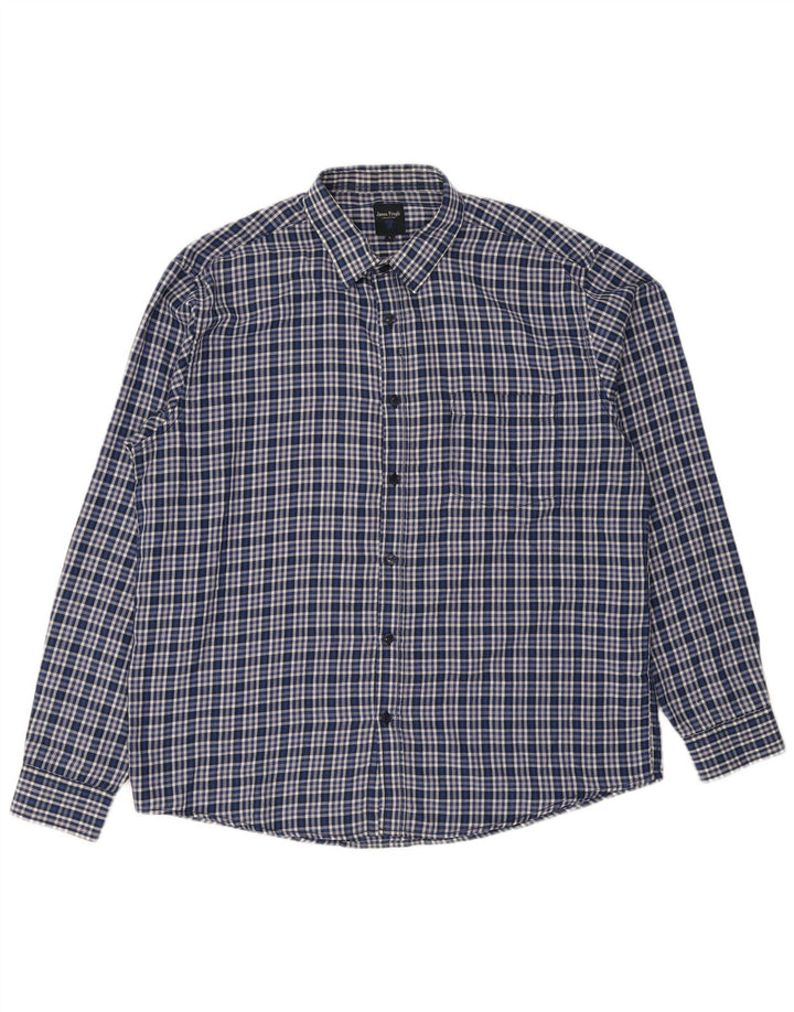 James Pringle Chemise en flanelle pour homme en polyester à grands carreaux bleus