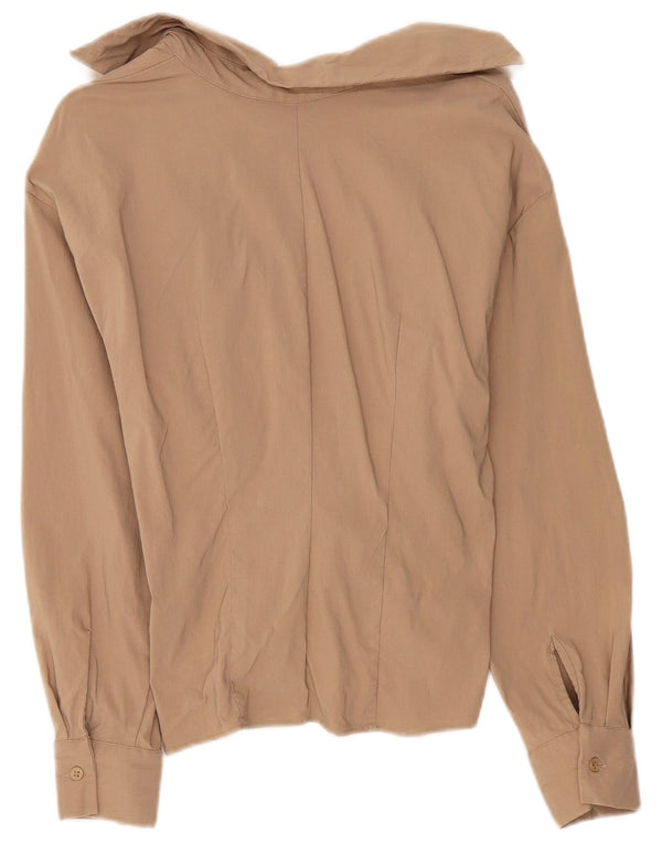 Zara Chemisier à manches longues pour femme UK 6 XS Beige Viscose