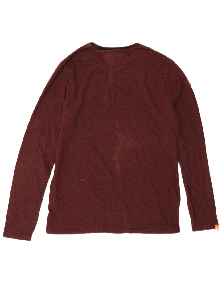 Superdry Haut à manches longues pour homme en coton bordeaux Large