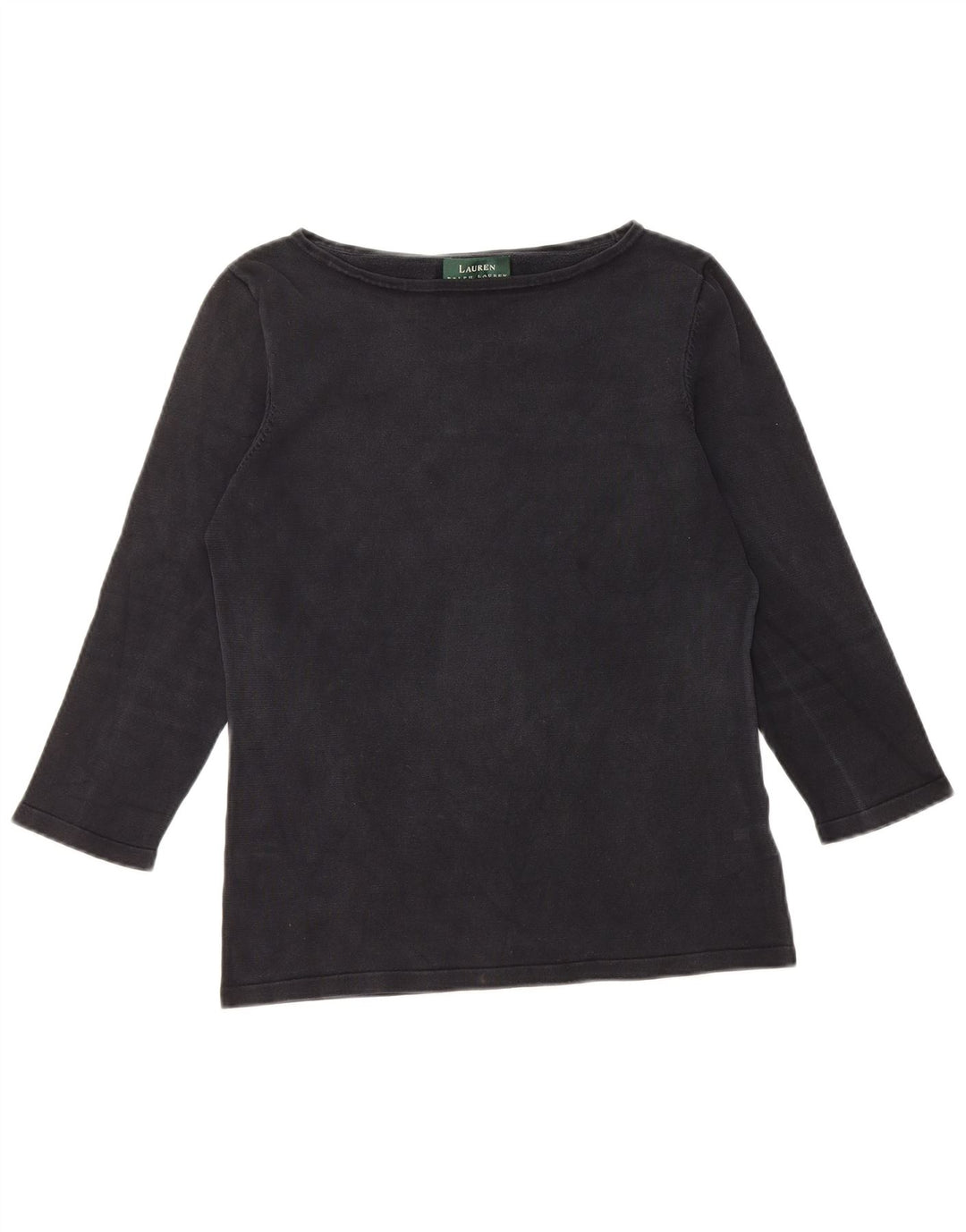 RALPH LAUREN Chemisier à manches 3/4 pour femme UK 10 Petite soie noire